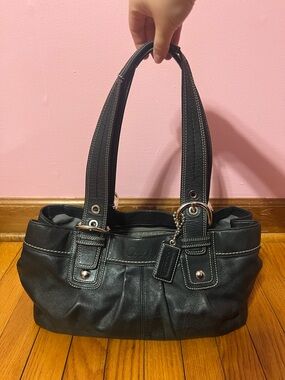 Vintage Coach F13732 Soho Black Leather Large Shoulder Bag/Purse
